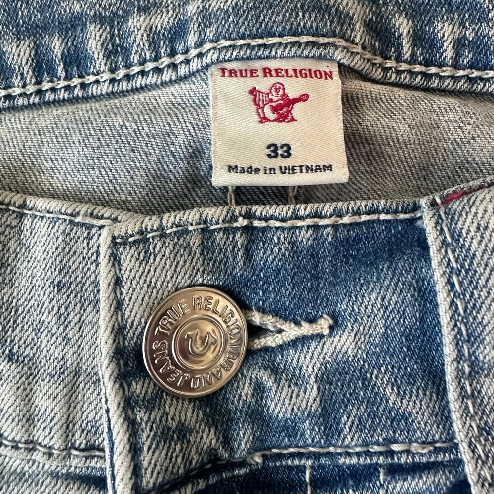 True Religion Jeans Mens Size 33 Blue Denim Geno Relaxed Slim Stretch